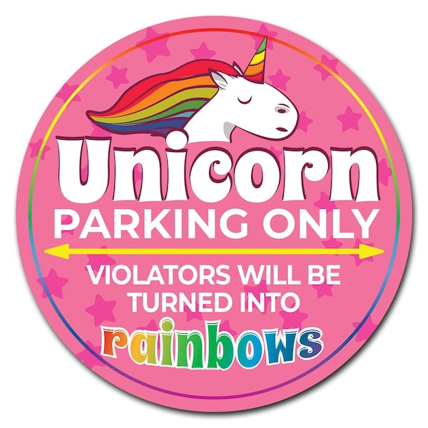 Signmission Unicorn Parking Only Circle Corrugated Plastic Sign, 8" x 8", C-8-CIR-Unicorn Parking only C-8-CIR-Unicorn Parking only - main